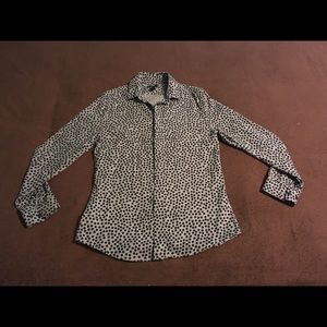 H&M Dotted Print Long Sleeve Button Down Shirt